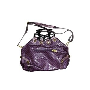 Purple Satchel Handbag Purse‎ Knuckle Handle Unique Design Shoulder Bag